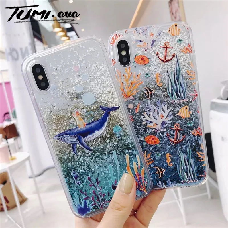 Чехол с жидким зыбучим песком для iPhone 6 6s 7 8 Plus Мягкий Силиконовый ТПУ чехол X Xr Xs