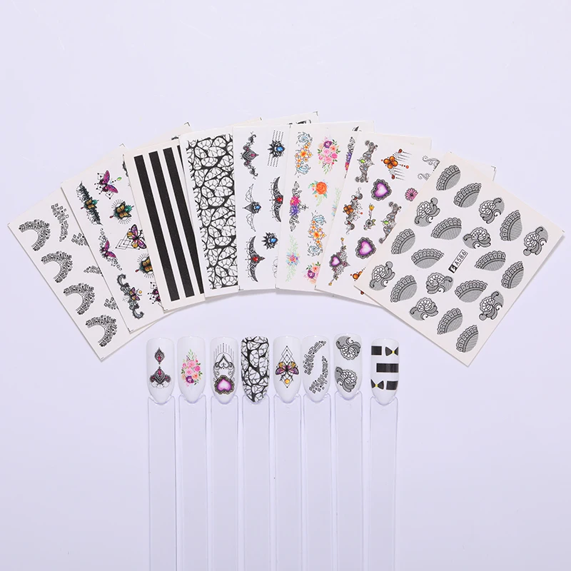 1 лист ожерелье узор простой полосой ногтей водяные наклейки для маникюр