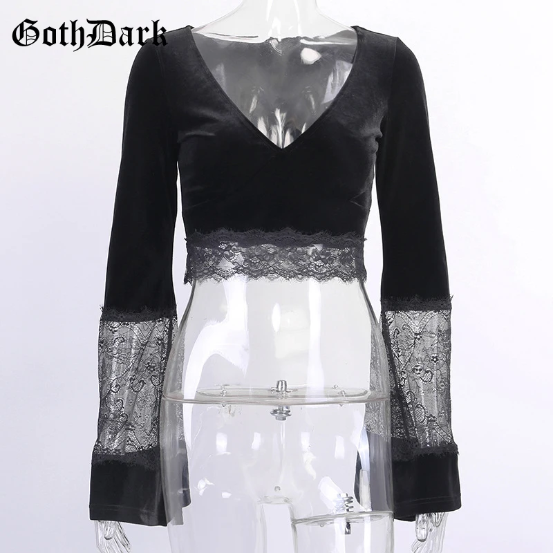 Goth Dark Сексуальная винтажная Эстетическая гранж Готическая футболка для женщин