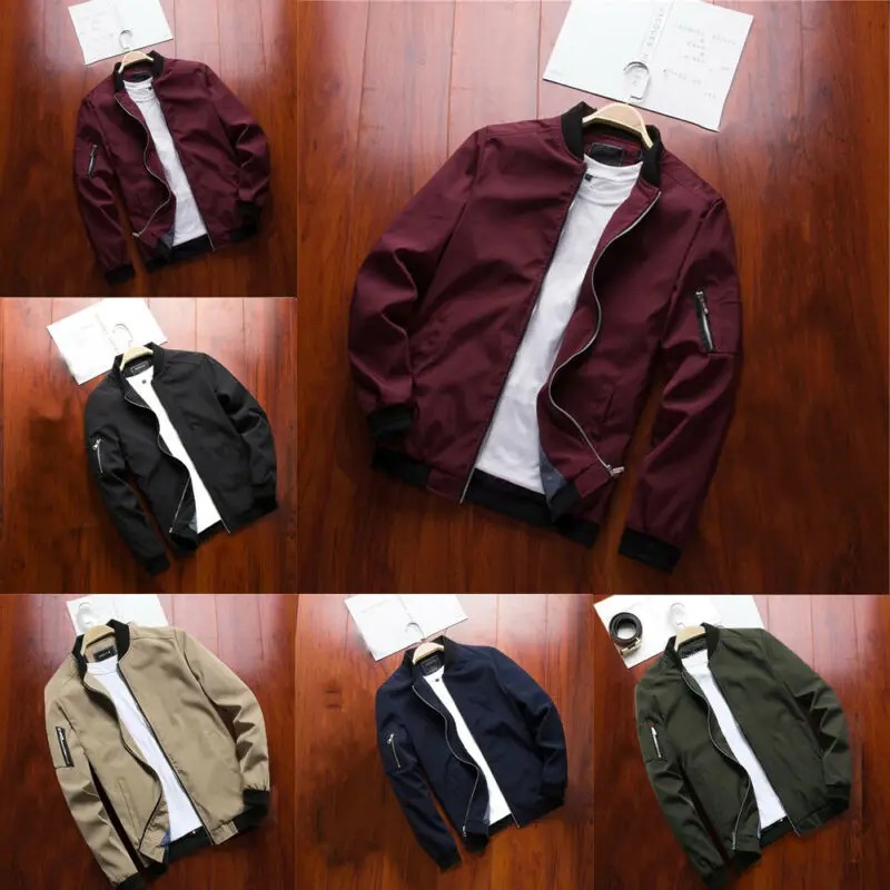 

2019 Winter Men Casual Slim Jacket Coat Warm Baseball Zipper Overcoat Fashion Safari Style Outwear Blouse L-4XL