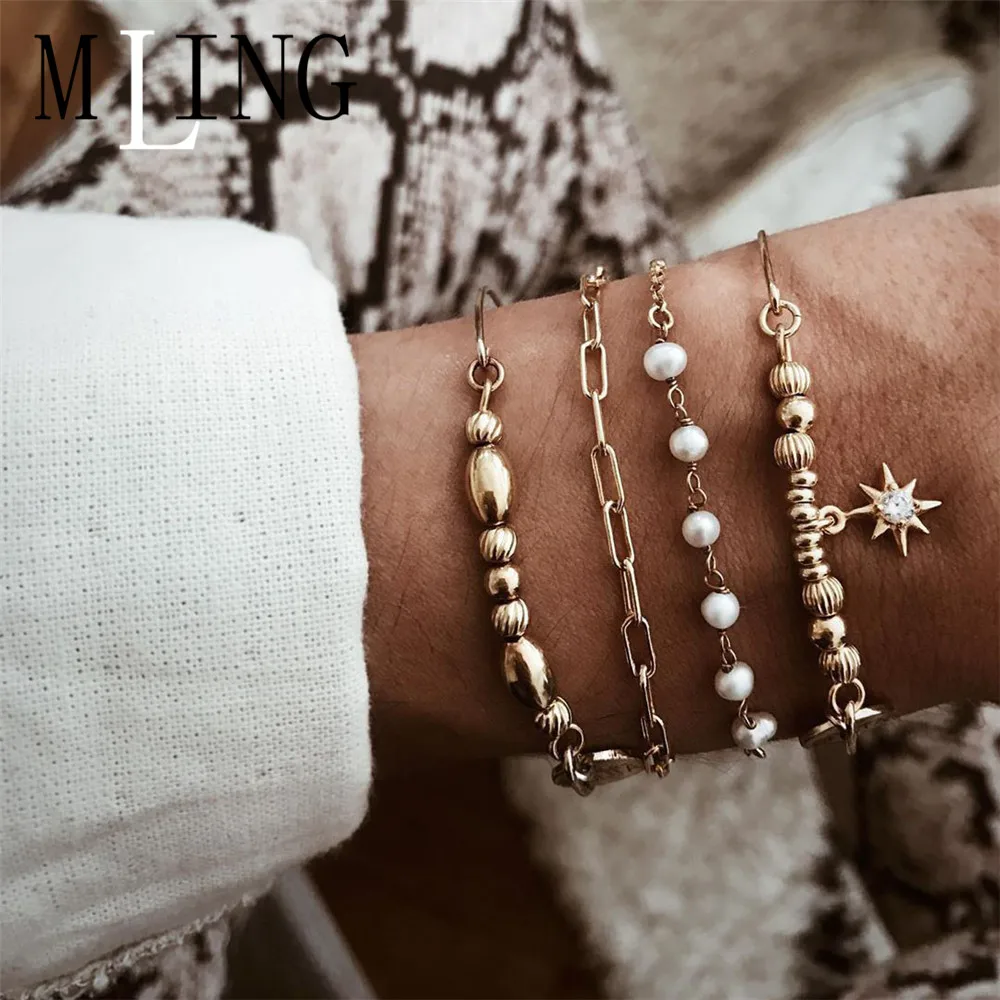 Женский винтажный браслет из Золотого Сплава MLING 4 шт./компл. богемный с