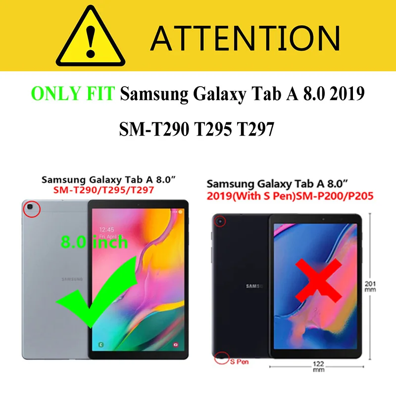 

New For Samsung Galaxy Tab A 8.0 Inch 2019 Magnetic Flip Litchi PU Leather Case T290 T295 SM-T290 Cover +film+Pen