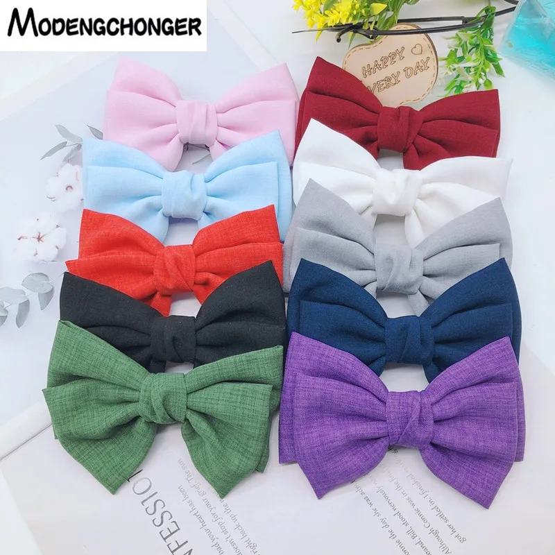 Женская льняная заколка Пряжка Винтажная для волос с бантом аксессуар большого