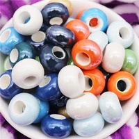 10pcs 158mm large hole round ceremic beads fit pandora bracelet chain bangle european women diy charms for jewelry making lot