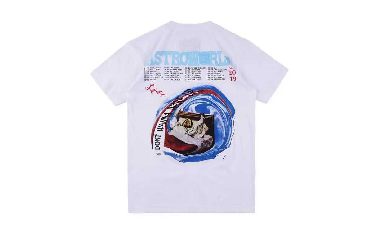Футболки 19SS ASTROWORLD TOUR Трэвис Скотт Я не хочу проснуться топы футболки Трэвиса