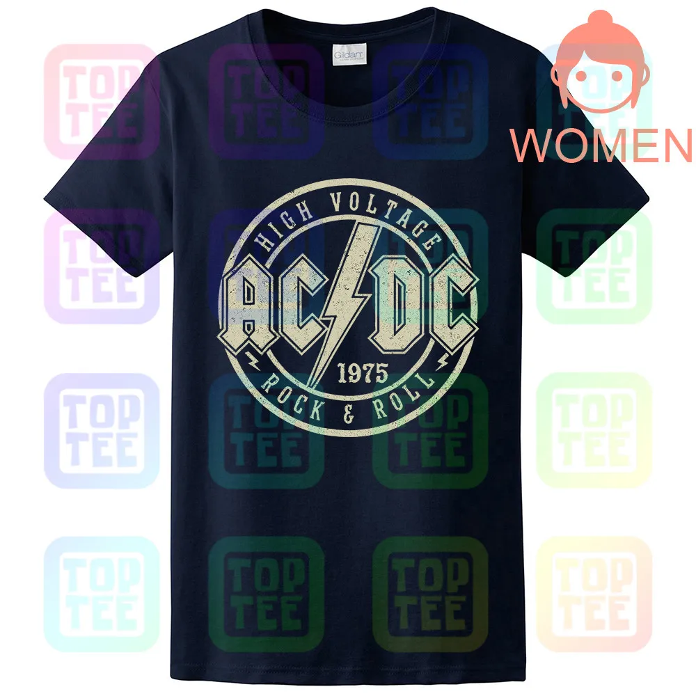 WOMEN-NAVY AC/DC ACDC Высокое напряжение Мужская XL графическая футболка - Цвет: WOMEN-NAVY