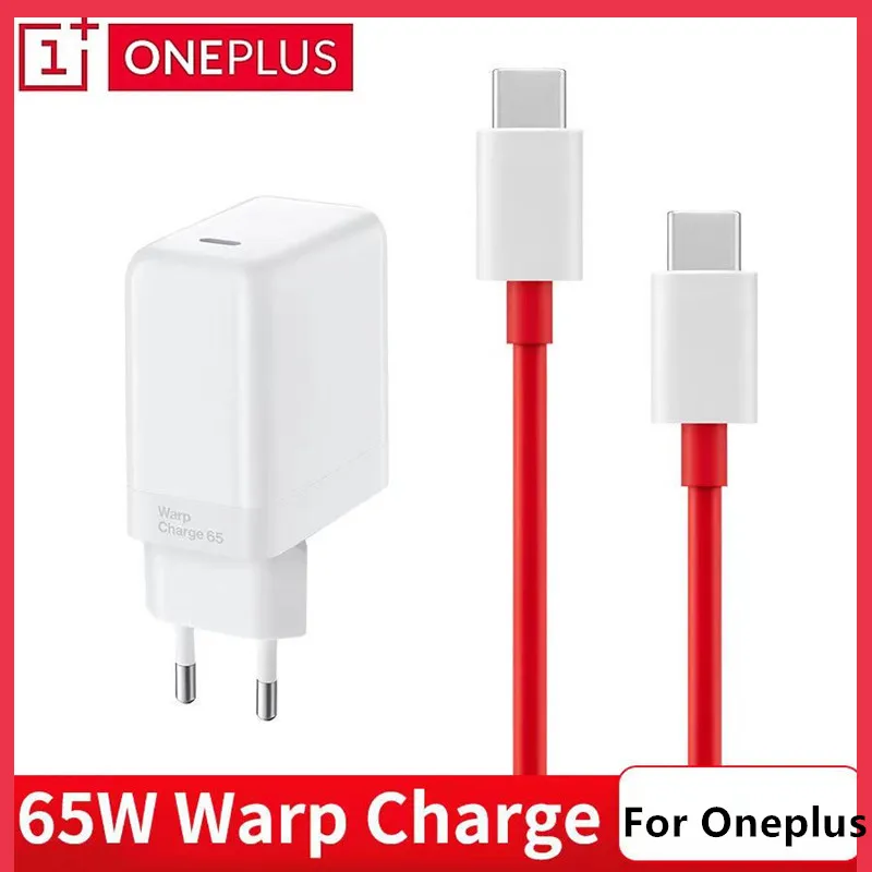 

Original Oneplus 8T Warp Charge 65W EU Power Adapter Quick Wall Charger 6A Type C To Type C Cable OnePlus 9 pro 9R 8 nord n100