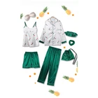 Комплект пижамный женский из 7 предметов, одежда для сна из искусственного шелка в полоску, Мягкая Милая Домашняя одежда, весна-лето-осень