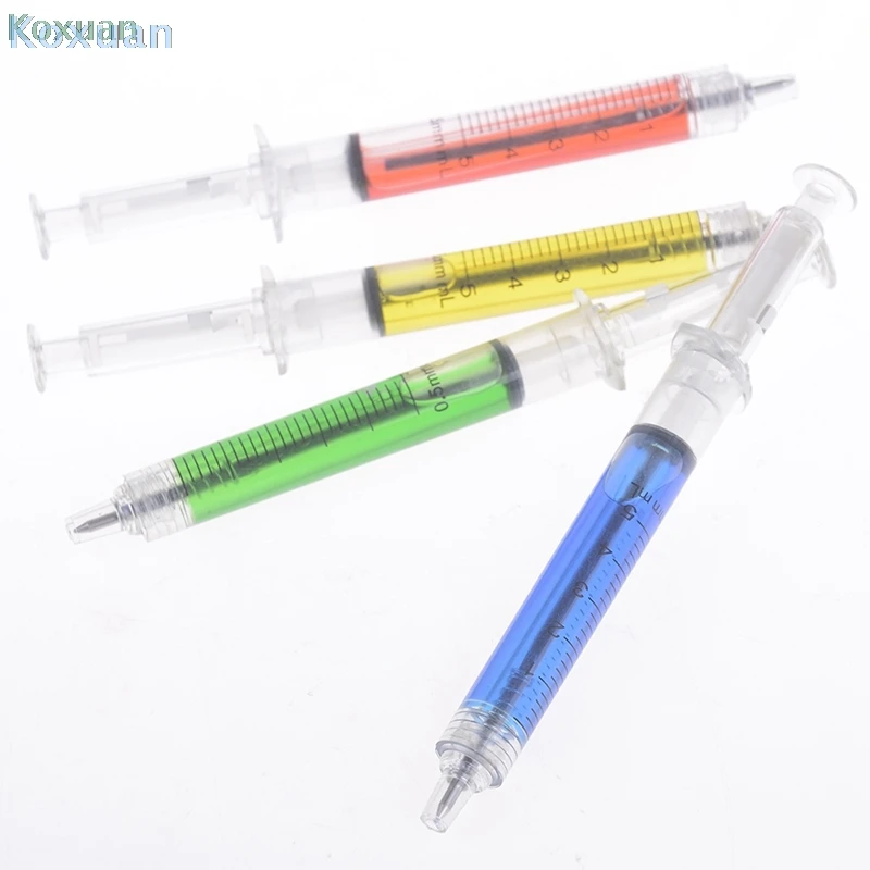 Симпатичная креативная шариковая ручка Шприц с жидкими синими чернилами милые