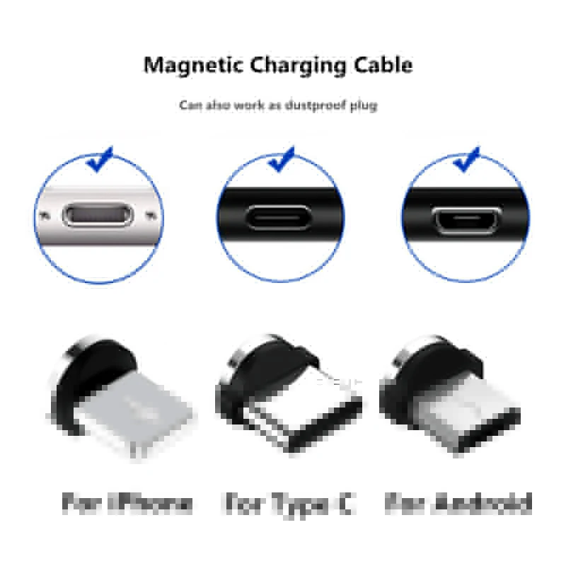 Магнитный Кабельный штекер Micro USB Тип C 8 pin Быстрая зарядка Шнур зарядное
