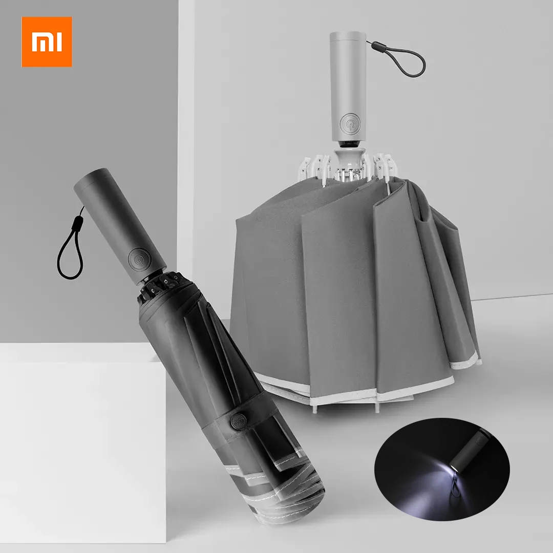 

New Xiaomi Ten bones automatic lighting umbrella Level 5 waterproof strong sun protection reverse explosion-proof impact