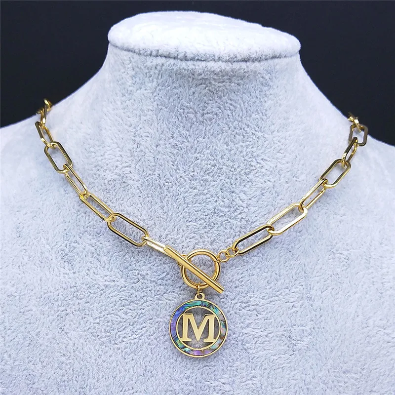 

2022 Fashion M Letter Stainless Steel Chokers Necklace Women Gold Color Chain Necklaces Jewelry collares mujer N7001MS01