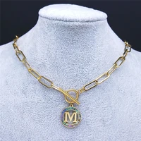 2022 fashion m letter stainless steel chokers necklace women gold color chain necklaces jewelry collares mujer n7001ms01