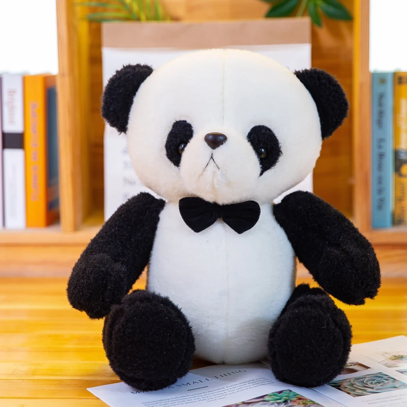 20 см Китайская панда плюшевые игрушки милые чучело джентльмен кукла с бантом