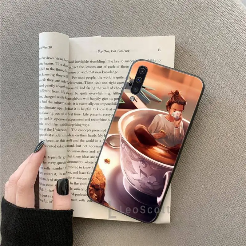

Fashion Girl Female boss coffee Phone Case For Samsung Galaxy S8 S9 S10 Plus S10E Note 3 4 5 6 7 8 9 10 Pro Lite cover