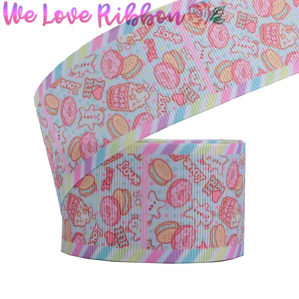 16 мм-75 мм Красочные сердце Конфеты Пончик напечатанный корсаж/враг ленты DIY волос