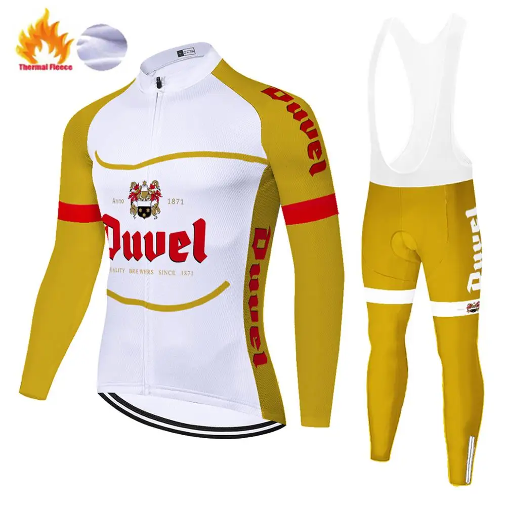 Белая велосипедная рубашка duvel beer camiseta ciclismo hombre зимний теплый флисовый