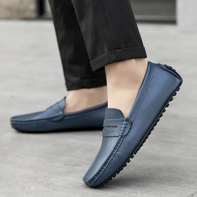 Мокасины мужские из натуральной кожи мягкие повседневные туфли для вождения