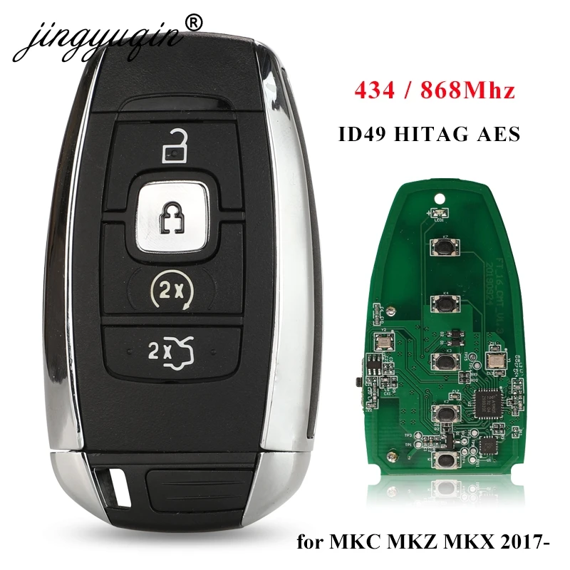 jingyuqin Keyless Go 434/868Mhz ID49 Car Key Remote For Lincoln MKC MKZ MKX NAVIGATOR 2017 2018 2019 2020 Smart Fob Control|Ключ от авто| |