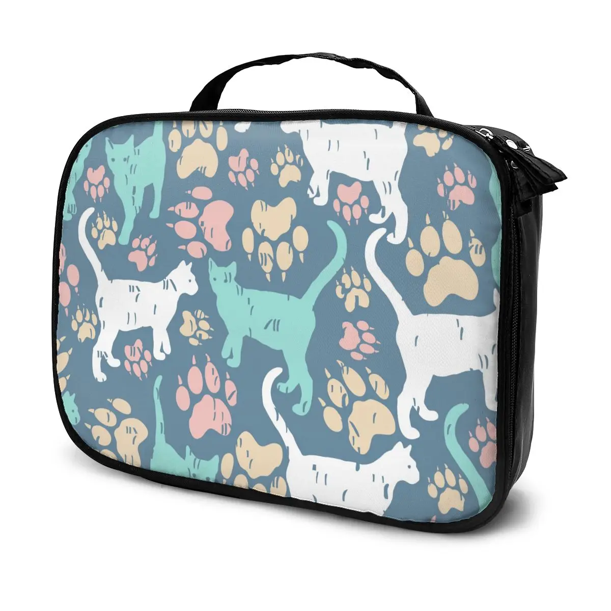 

Portable Women Make Up Cosmetic Bag Colorful Cat Footprint Waterproof Travel Beauty Case Organizer Toiletry Kit Bag Wash Pouch