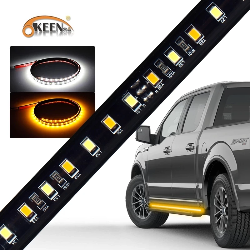 

OKEEN 60inch White Yellow Truck SUV Tailgate Light Bar 140LED 2835LED Reverse Stop Running Turn Signal Picukup Side pedal Light