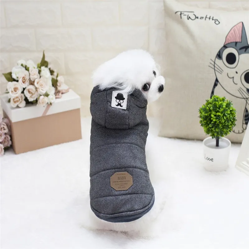 

Small Pet Dog Puppy Cotton Padded Hooded Coat Warm Jacket Sweater Winter Apparel