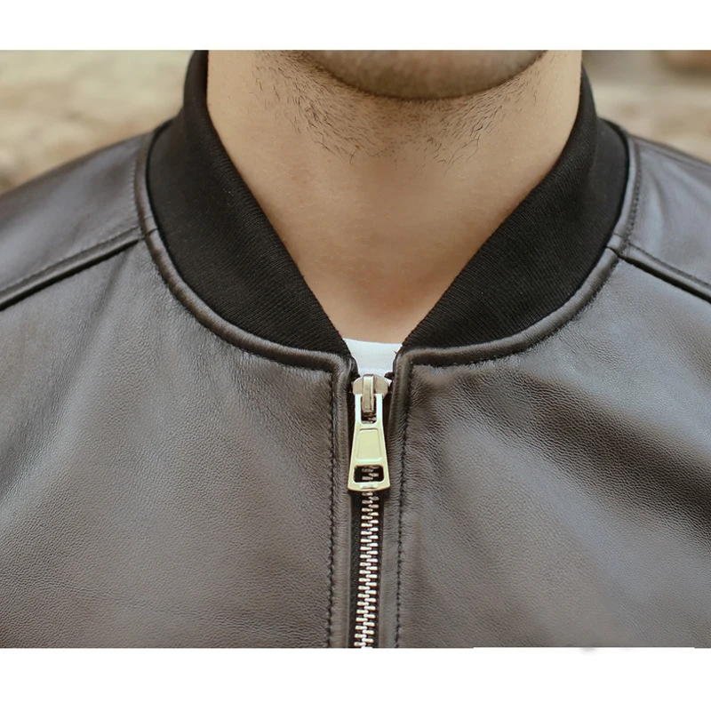 

NaranjaSabor Large Size 5XL Sheepskin Aviation Genuine Leather Bomber Jacket Men Real Leather Flight Jackets Male Brand N723