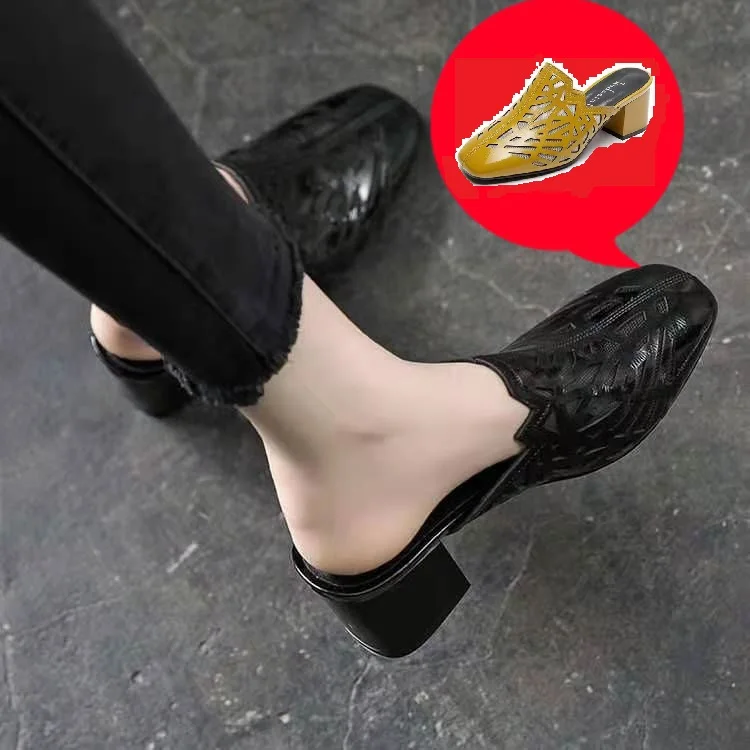 Sandals And Slippers Women's Outer Wear Fashion Ladies Shoes Summer 2021 New Soft Leather Hollow High-quality Women's Slippers
