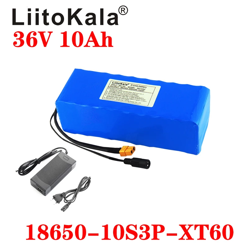 

LiitoKala 36V 12AH 10ah 8ah 6Ah Electric Bike Battery Built in 20A BMS Lithium Battery Pack with 42V 2A Charge Ebike Battery