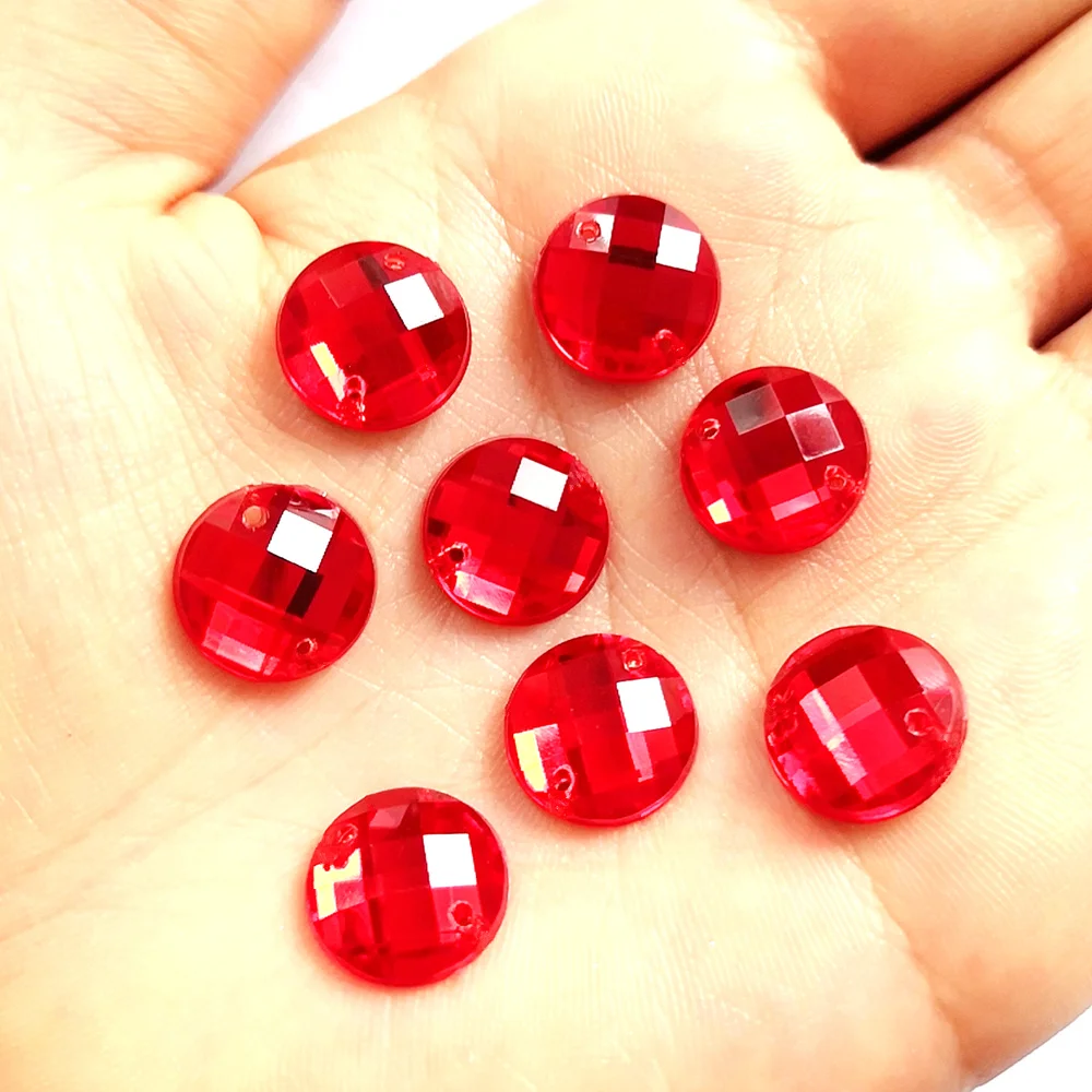 Круглая сетчатая поверхность 250 шт. 12 мм акриловые Пришивные кристаллы красные