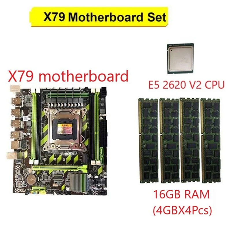 NEW-X79 материнская плата LGA2011 Combos E5-2620 V2 E5 2620 CPU 4 шт. X ГБ = 16 DDR3 ОЗУ 1333 МГц PC3 10600R REG ECC |