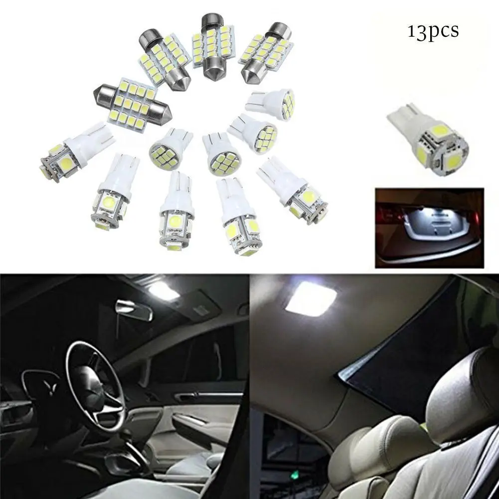

13pcs/lot LED 1206 T10 27 36mm Car Auto Interior Map White Light License Kit Replacement Plate Lamp Bulb Set Trunk Set Dome S1B0