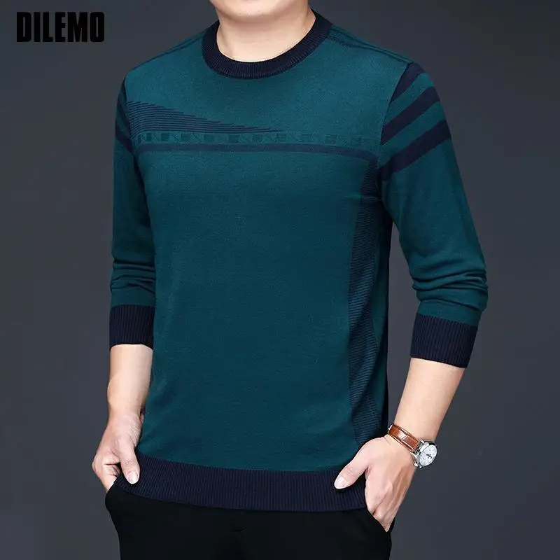 

New Brand Knit Pullover Oneck Fashion Woolen Sweater Mens Autum Winter High Quality Casual Loose Fit Jumper Men Clothing