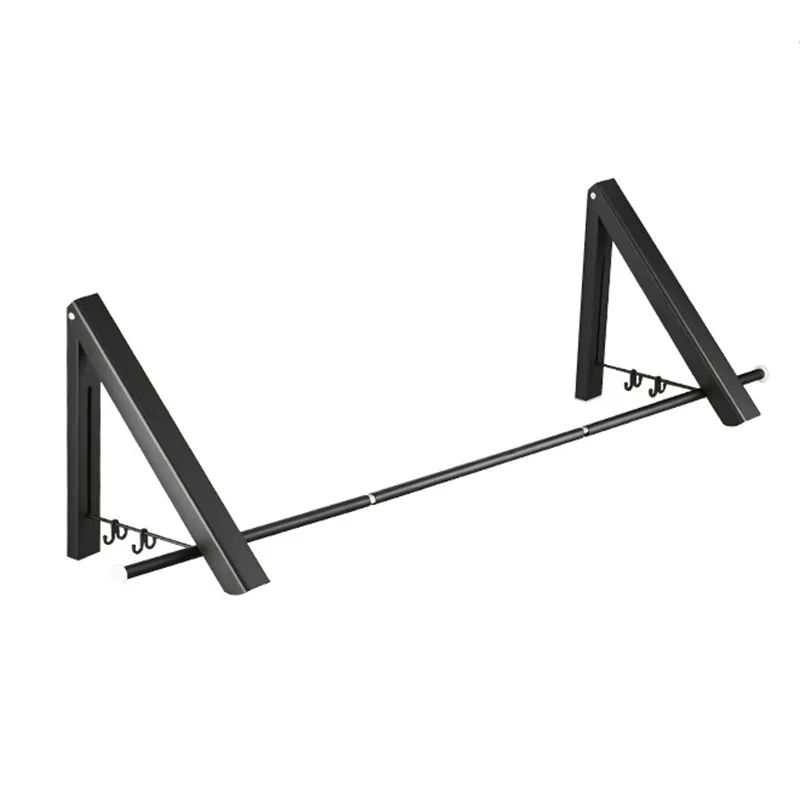 

Free punching space aluminum black balcony clothes rack bathroom wall hanging folding invisible clothes rod storage rack LB50505