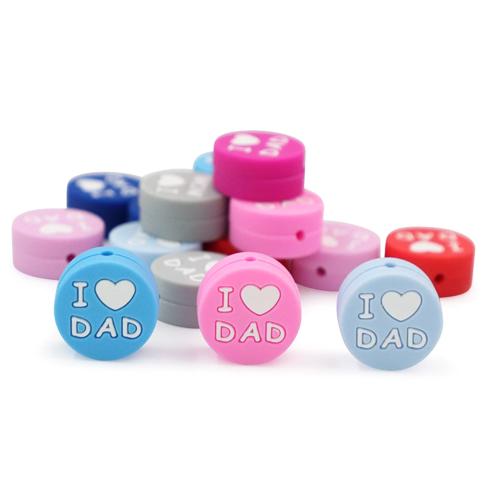 TYRY.HU 10 шт./лот I LOVE MOM/DAD новейшие двухсторонние силиконовые бусины для детского