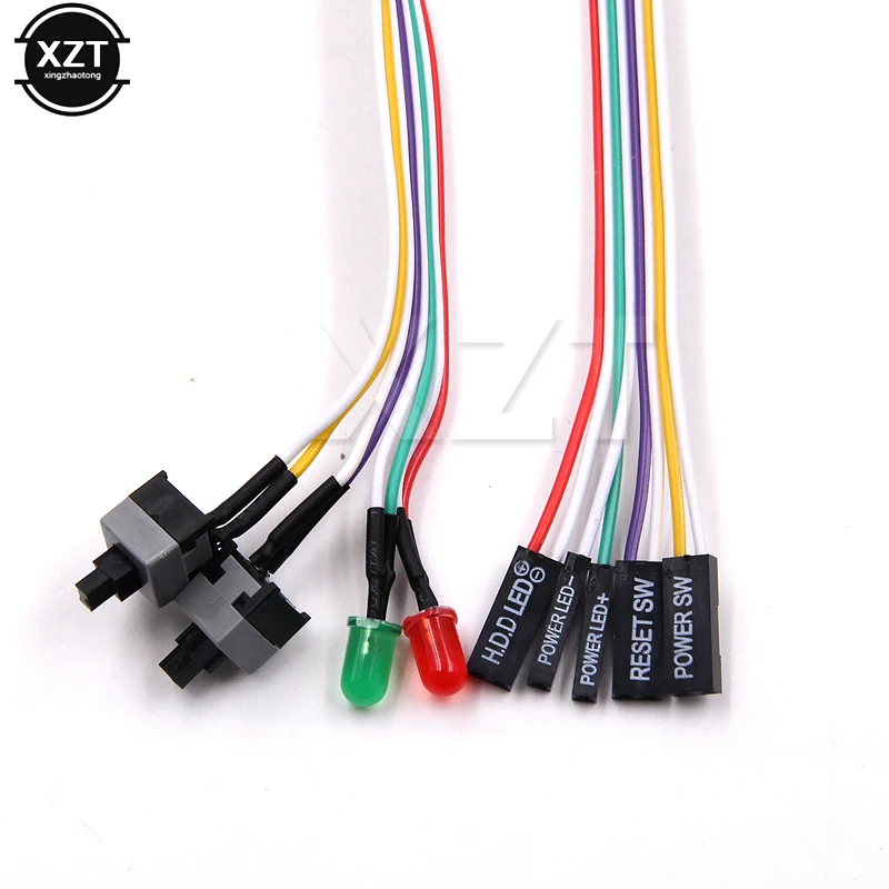 Лидер продаж корпус для ПК красная зеленая светодиодная лампа ATX сброс источника