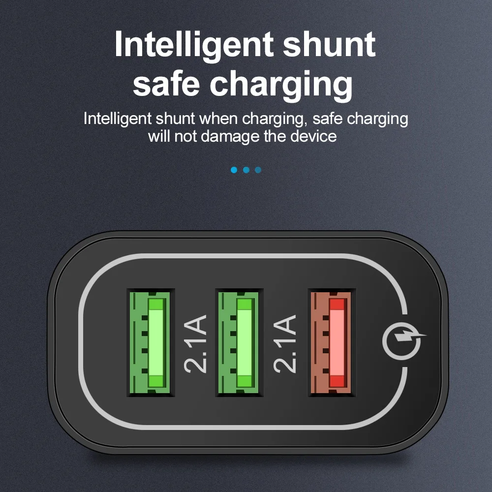 Быстрое зарядное устройство QC3.0 с 3 USB-портами для iPhone XS Max Samsung Huawei Xiaomi Android быстрое