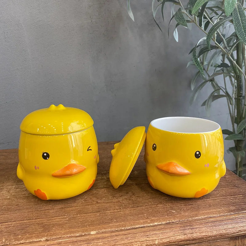 

400ML Cartoon Cute 3d Duckling Ceramic Mugs Creative Personality Mini Cute Water Cups Children's Household Milk Cup Mug
