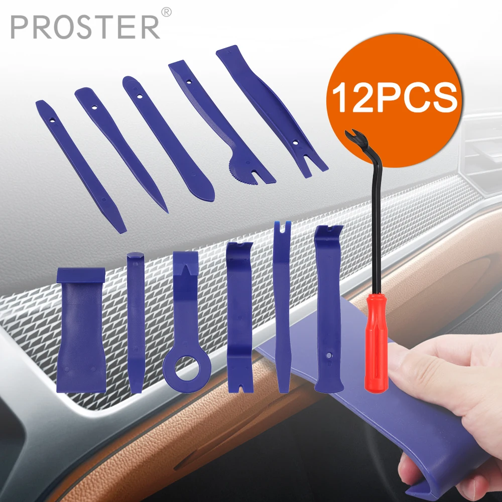 

PROSTER 12 шт. инструмент для снятия отделки автомобильной панели, крепеж для салона автомобиля Съемник заклепок, радио, стерео, приборная панел...