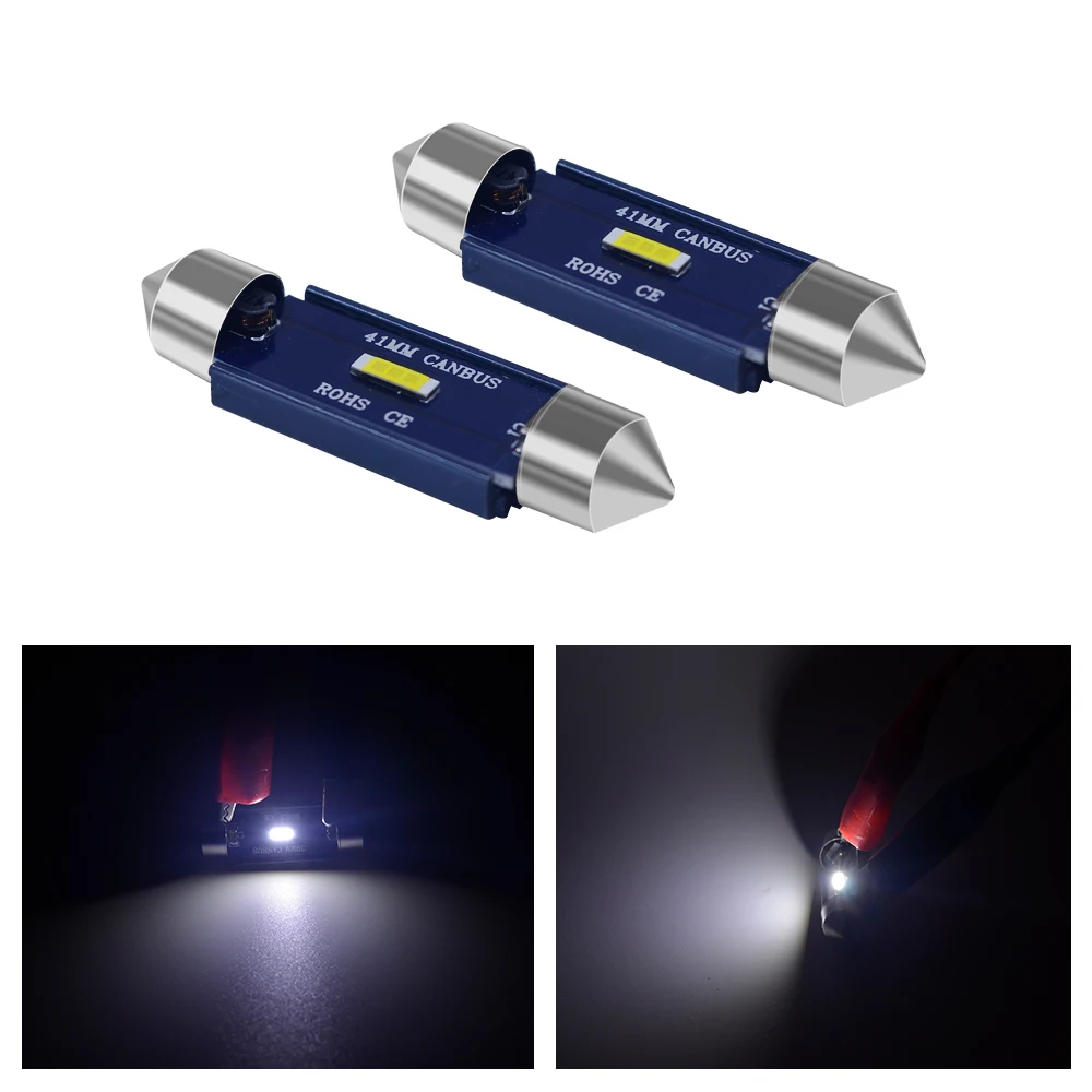 2 шт. 31/36/39/41 мм csp SMD на 15 Вт светодиодный Белый купол с фестонами Авто CANBUS Error Free C5W