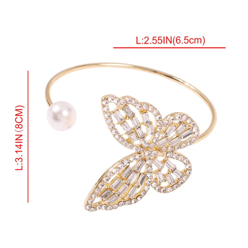 Новые Элегантные Открытые Браслеты с кристаллами-бабочками женские золотые