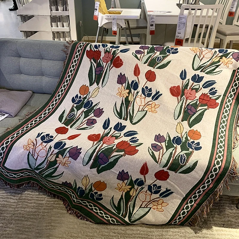 Вязаное одеяло для дивана моющееся полотенце с кисточками дорожное сна и ТВ