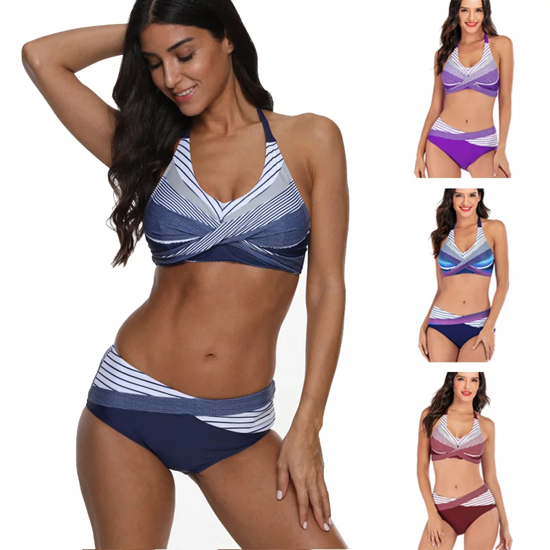 

Women Sexy Floral Push-up Padded Bandage Biquunis Bikini Set Ladies High Waist Triangular Swimsuit Bathing Suit Beachwear