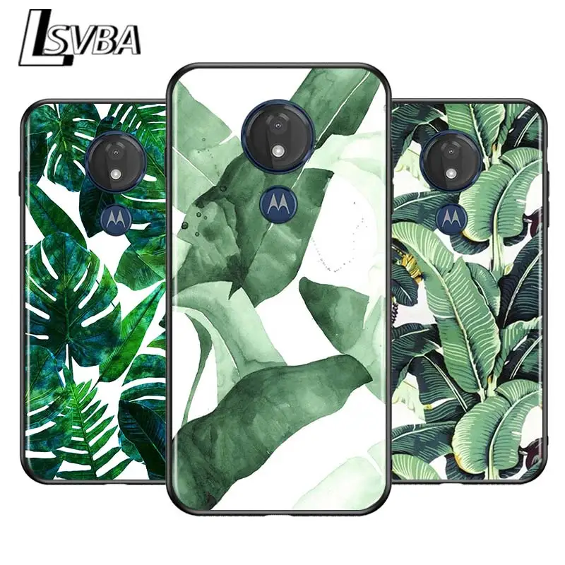 Цветной зеленый лист для Motorola G9 G8 G E7 E6 One Play Marco Hyper Fusion Stylus Power Edge Plus черный чехол