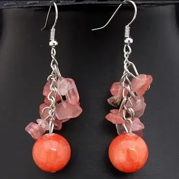 

Новое поступление Ювелирные изделия с драгоценными камнями ручной работы красный коралл винограда S925 стерлинговые Серебряные подвесные серьги тонкой на день рождения к Рождеству