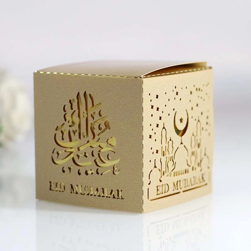 50 шт. коробка для сладостей Eid Mubarak и подарочные коробки Рамадан Kareem конфет