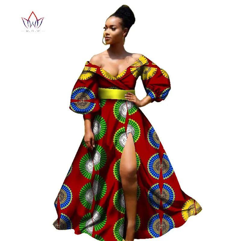 african bazin dresses for women african Three Quarter sleeves dresses for women african clothing wax dashiki fabric WY2255 - Цвет: 5