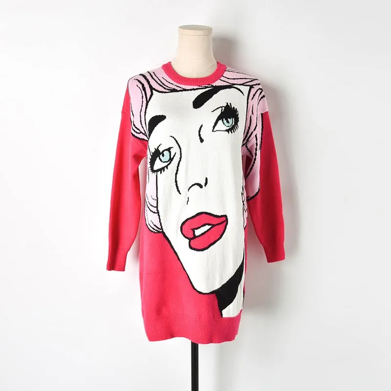 Модные длинные свитера оверсайз Осень-зима 2019 хитовый цвет абстрактное