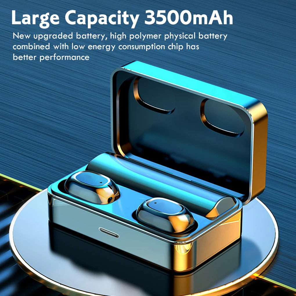 

1 Pair Earbuds Wireless Bluetooth-compatible V5.0 Earphones USB Headset Hands-free Music with Microphone White