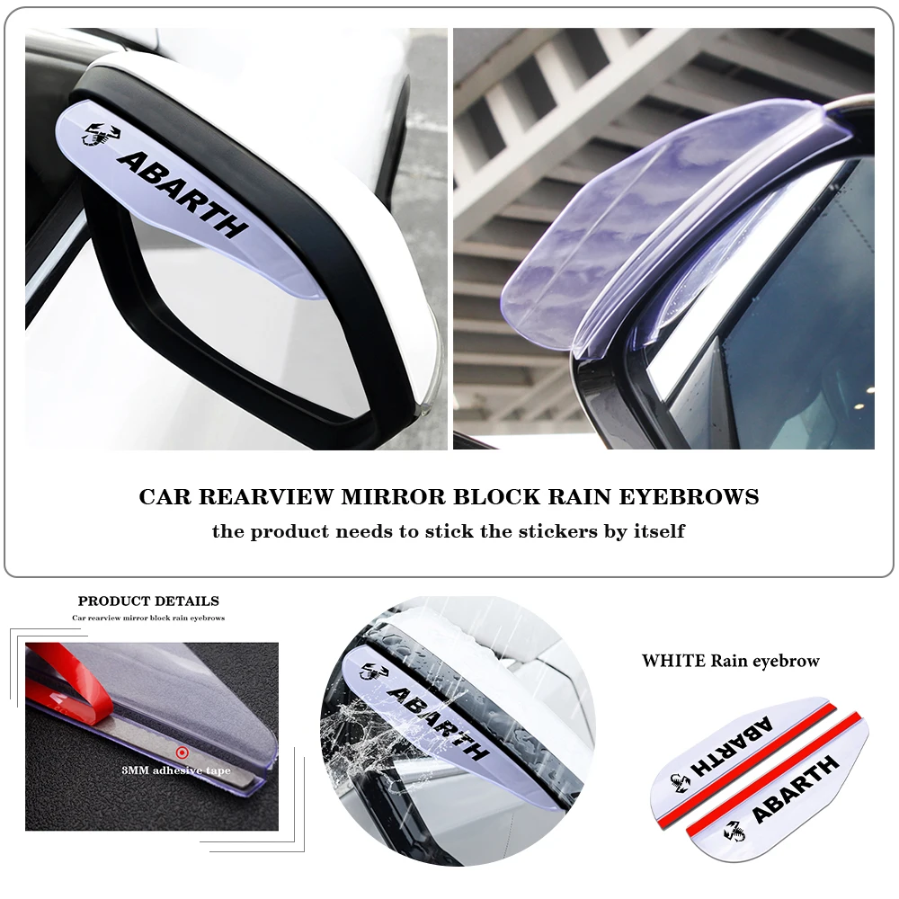 

2PCS Car Rain Eyebrow Flexible PVC Rearview Mirror Rainproof For Fiat 500 Abarth Punto 124 125 500 695 OT2000 Auto Accessories